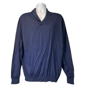 Linea Uomo Mens Blue 2XL Tall Wool Blend Pullover V Neck Sweater Office Wear